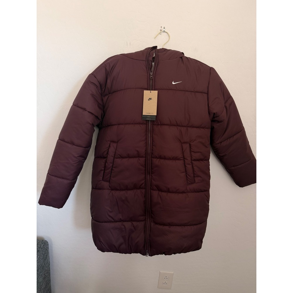 Nike Womens Sportswear Classic Therma-FIT Hooded Parka Puffer Jacket Burgundy S